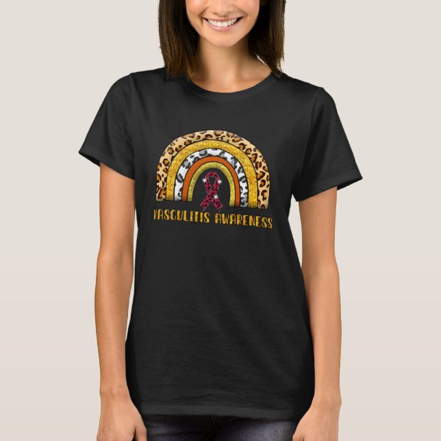 Camiseta Leopard Rainbow Vasculitis Warrior (Frente)