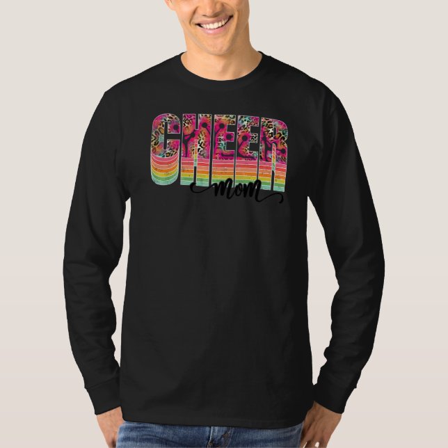 Camiseta Leopard Retro Cheer Mãe Dia de as mães Cheerhead (Frente)