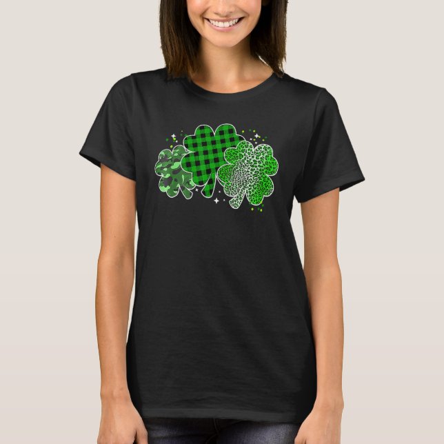 Camiseta Leopard Shamrock Lucky Charm Men Women Irish St Pa (Frente)