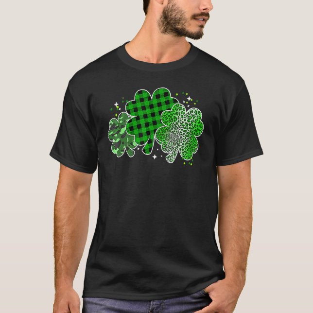 Camiseta Leopard Shamrock Lucky Charm Men Women Irish St Pa (Frente)