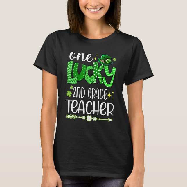 Camiseta Leopard Shamrock One Lucky 2nd Grade Teacher St Pa (Frente)