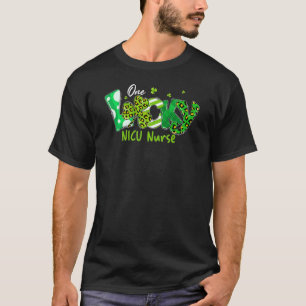 Camiseta Leopard Shamrock One Lucky Nicu Enfermeira St Patr