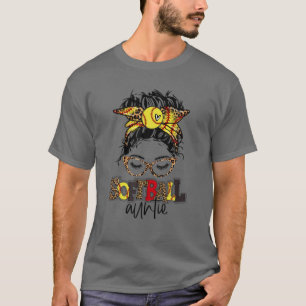 Camiseta Leopard Softball Auntie Life Messy Bun Game Day Mo