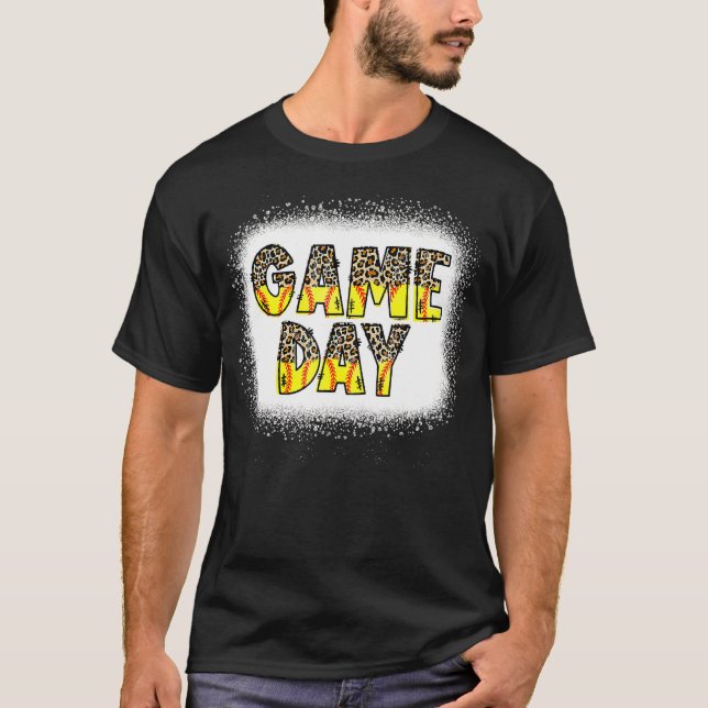 Camiseta Leopard Softball Game Day Vibes Softball Mãe Softb (Frente)