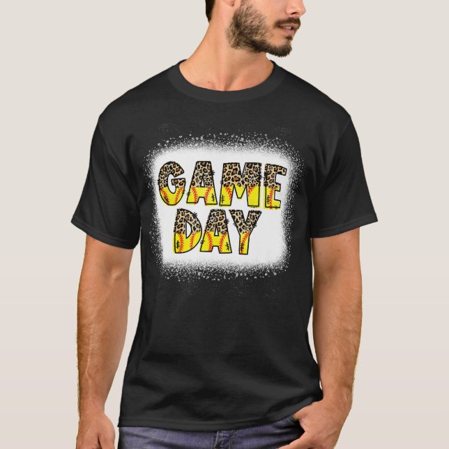 Camiseta Leopard Softball Game Day Vibes Softball Mom Softb (Frente)