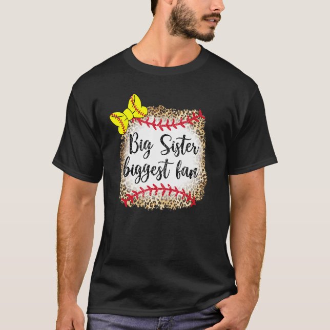 Camiseta Leopard Softball Irmã Maior Dia de Jogo de Ventila (Frente)