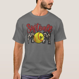 Camiseta Leopard Softball Mãe Jogo de Softball Vibes Mothe