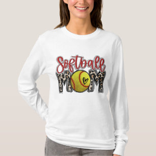 Camiseta Leopard Softball Mãe Jogo de Softball Vibes Mothe