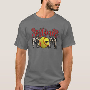 Camiseta Leopard Softball Mãe Jogo de Softball Vibes Mothe