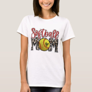 Camiseta Leopard Softball Mãe Jogo de Softball Vibes Mothe