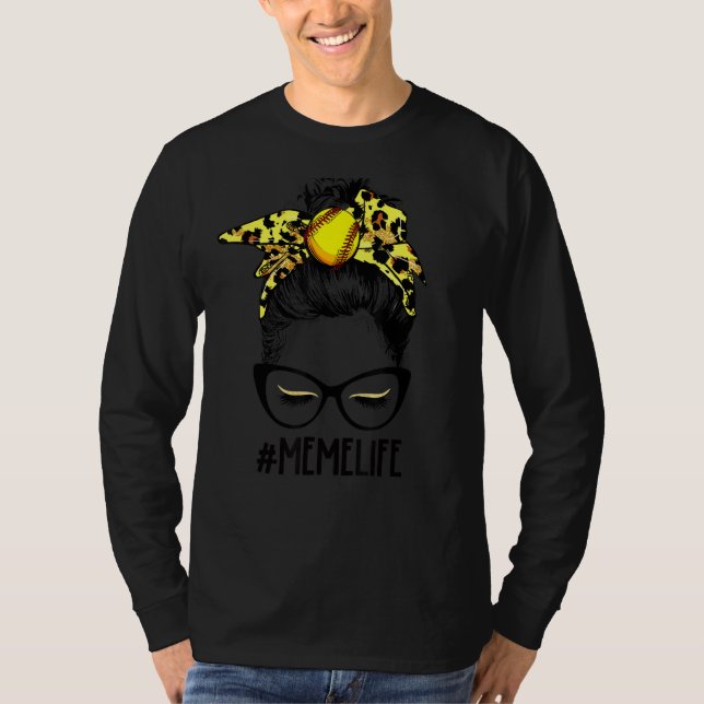 Camiseta Leopard Softball Meme Life Messaging Game Day Moth (Frente)