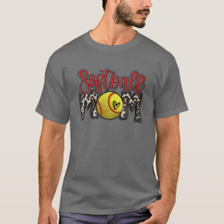 Camiseta Leopard Softball Mom Softball Game Day Vibes Mothe