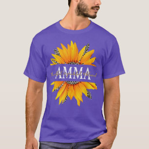 Camiseta Leopard Sunflower Amma Agradeço Grata Abençoada G