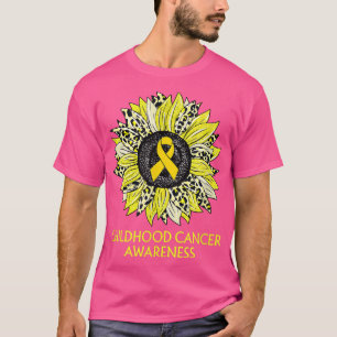 Camiseta Leopard Sunflower Childhood Cancer Awareness Yello