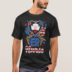 Camiseta Leopard Sunflower Er Enfermeira American Flag 4th