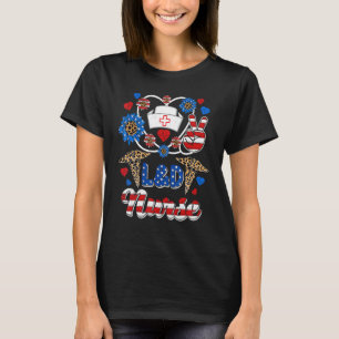 Camiseta Leopard Sunflower L&d Enfermeira Americana Bandeir