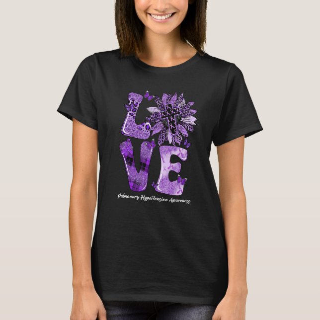 Camiseta Leopard Sunflower LOVE Pulmonary Hypertension Awar (Frente)