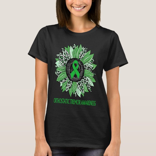 Camiseta Leopard Sunflower Orthostatic Tremor Awareness Gre (Frente)