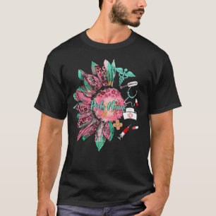 Camiseta Leopard Sunflower Peds Enfermeira Stethoscope Nurs