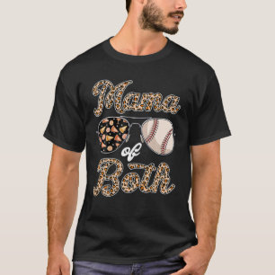 Camiseta Leopard Sunglass Anima Baseball Mãe De Ambas As Mã