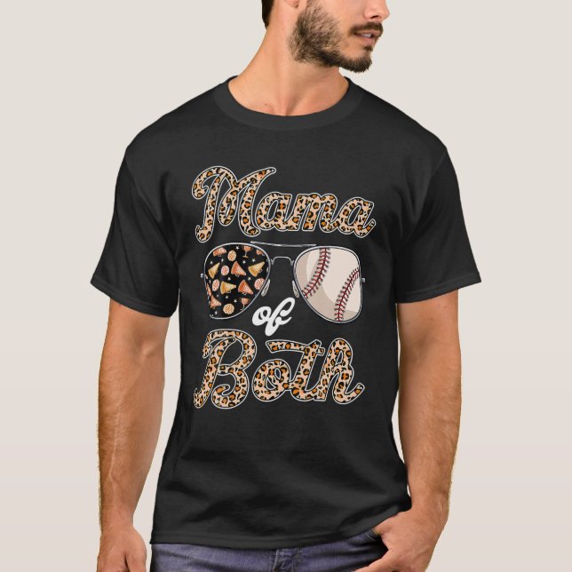Camiseta Leopard Sunglass Anima Baseball Mãe De Ambas As Mã (Frente)