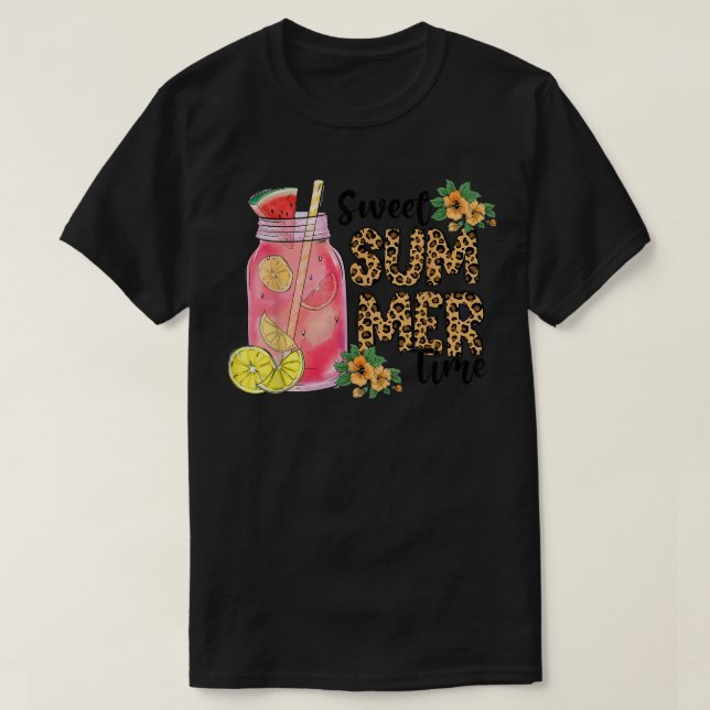 Camiseta Leopard Sweet Summer Time Engraçado Adoro Summer B (Frente do Design)