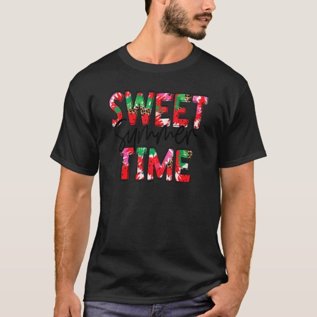 Camiseta Leopard Sweet Summer Time Watermelon Summer Vacat (Frente)