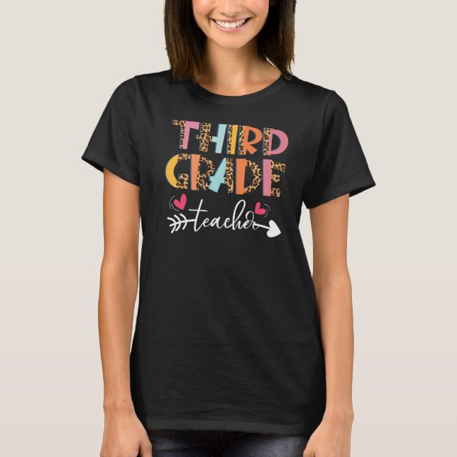 Camiseta Leopard Third Grade Teacher 3rd Grade Back to Scho (Frente)