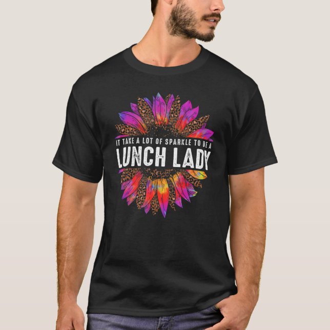 Camiseta Leopard Tie Dye Sunflower Lunch Lady Back to Schoo (Frente)