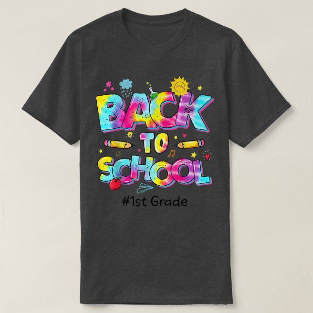 Camiseta Leopard Tie Dye Team 1st Grade Funny Back To Schoo (Frente do Design)