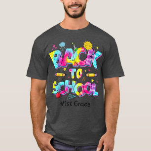 Camiseta Leopard Tie Dye Team 1st Grade Funny Back To Schoo