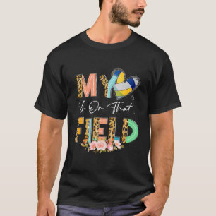 Camiseta Leopard Voleibol Mãe Meu Coração Está Nesse Campo