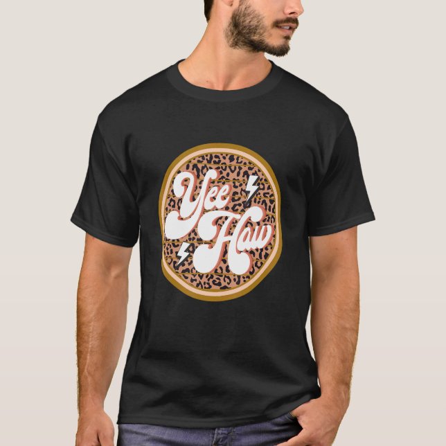 Camiseta Leopard Western Yeehaw Howdy Yall (Frente)