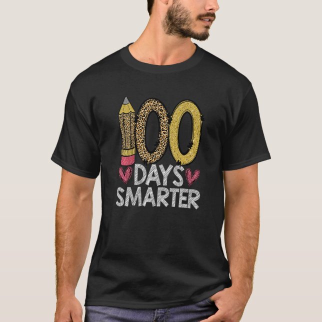 Camiseta Leopardo 100 Dias Mais Inteligente 100º Dia De Esc (Frente)