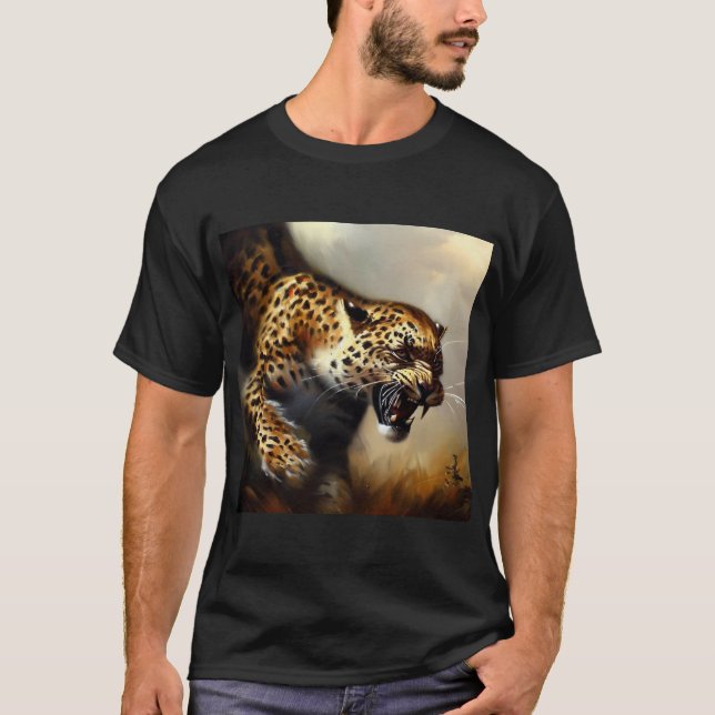Camiseta Leopardo (8) Gato selvagem (Frente)