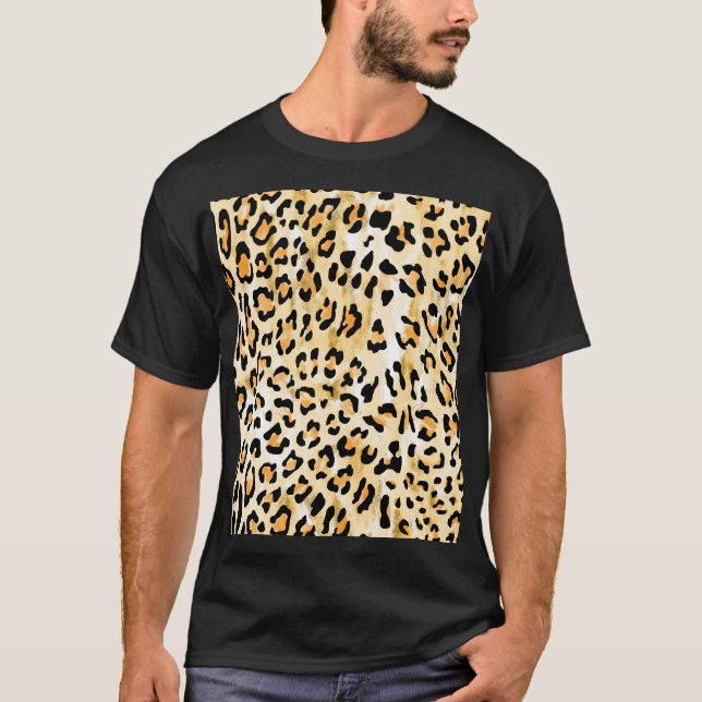 Camiseta Leopardo amarelo, desenhado à mão. (Frente)