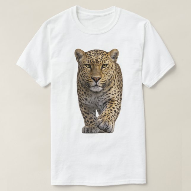Camiseta Leopardo Aproximando-se (Frente do Design)