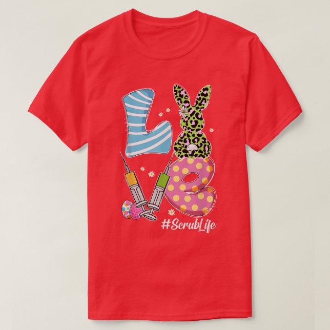 Camiseta Leopardo Bunny LOVE Esmaga A vida Engraçado Dia da (Frente do Design)