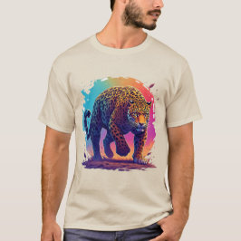 Camiseta Leopardo Colorido Avançando Furtivamente
