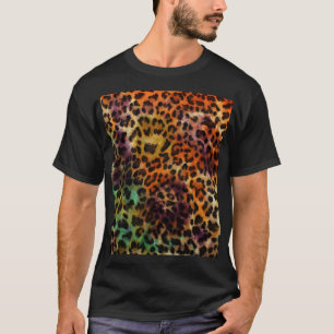 Camiseta Leopardo Colorido: Textura de Abstrato