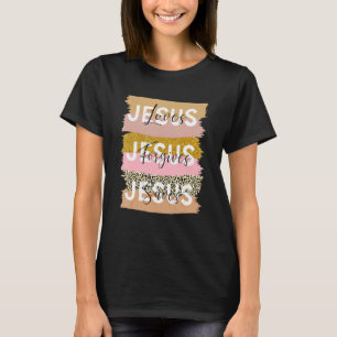Camiseta Leopardo Cristão Jesus Ama Jesus Perdoa Jesus