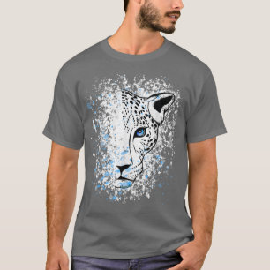 Camiseta Leopardo-da-neve, olhos azuis, leopardo Legal