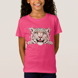 Camiseta Leopardo-das-neves Espiando em Aquarela