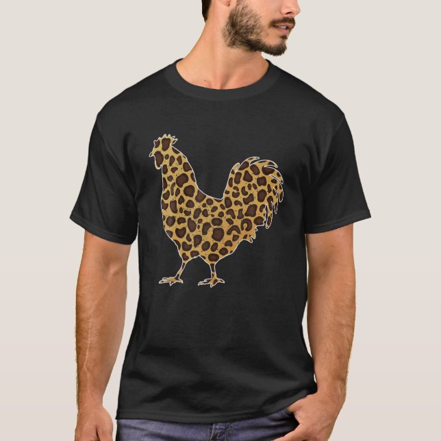 Camiseta Leopardo-de-galinha-branca Imprime Fazenda Engraça (Frente)