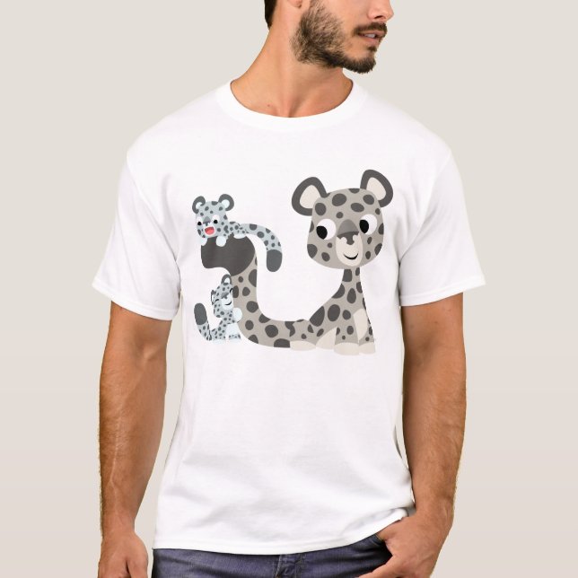 Camiseta Leopardo de neve dos desenhos animados e t-shirt (Frente)
