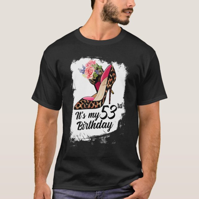Camiseta Leopardo de salto alto de 53 anos é meu 53º aniver (Frente)