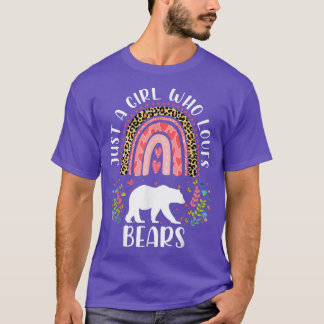 Camiseta Leopardo Engraçado Só Uma Menina Que Ama Ursos Arc