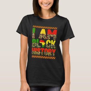 Camiseta Leopardo Eu Sou História Negra Mês Afro-Americano