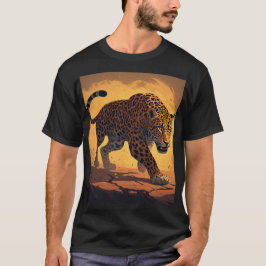 Camiseta Leopardo Feroz Passeando ao Pôr do Sol