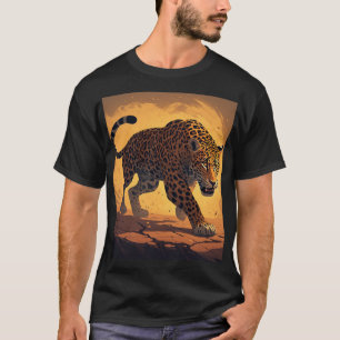 Camiseta Leopardo Feroz Passeando ao Pôr do Sol